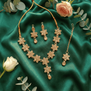 Eshanarya Floral Kundan Style AD Necklace Set 2