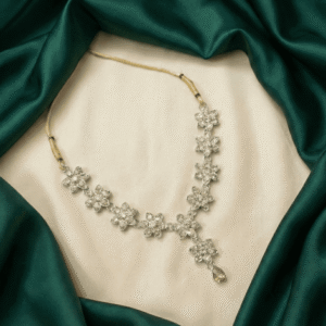 Eshanarya Floral Kundan Style AD Necklace Set 8