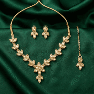 Eshanarya Leaf like Style AD Necklace Set 1