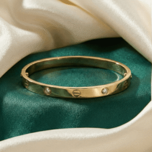 Eshanarya Gold-Tone Anti-Tarnish Steel Bracelet 4