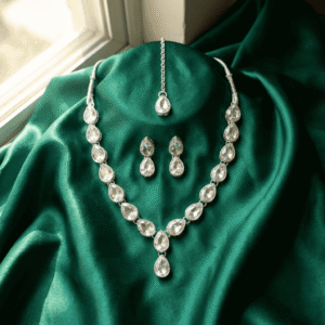 Eshanarya Noorika Silver AD Necklace Set 1