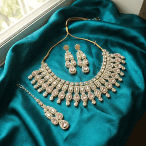 Eshanarya Pink Crystal Drop Necklace Set 1