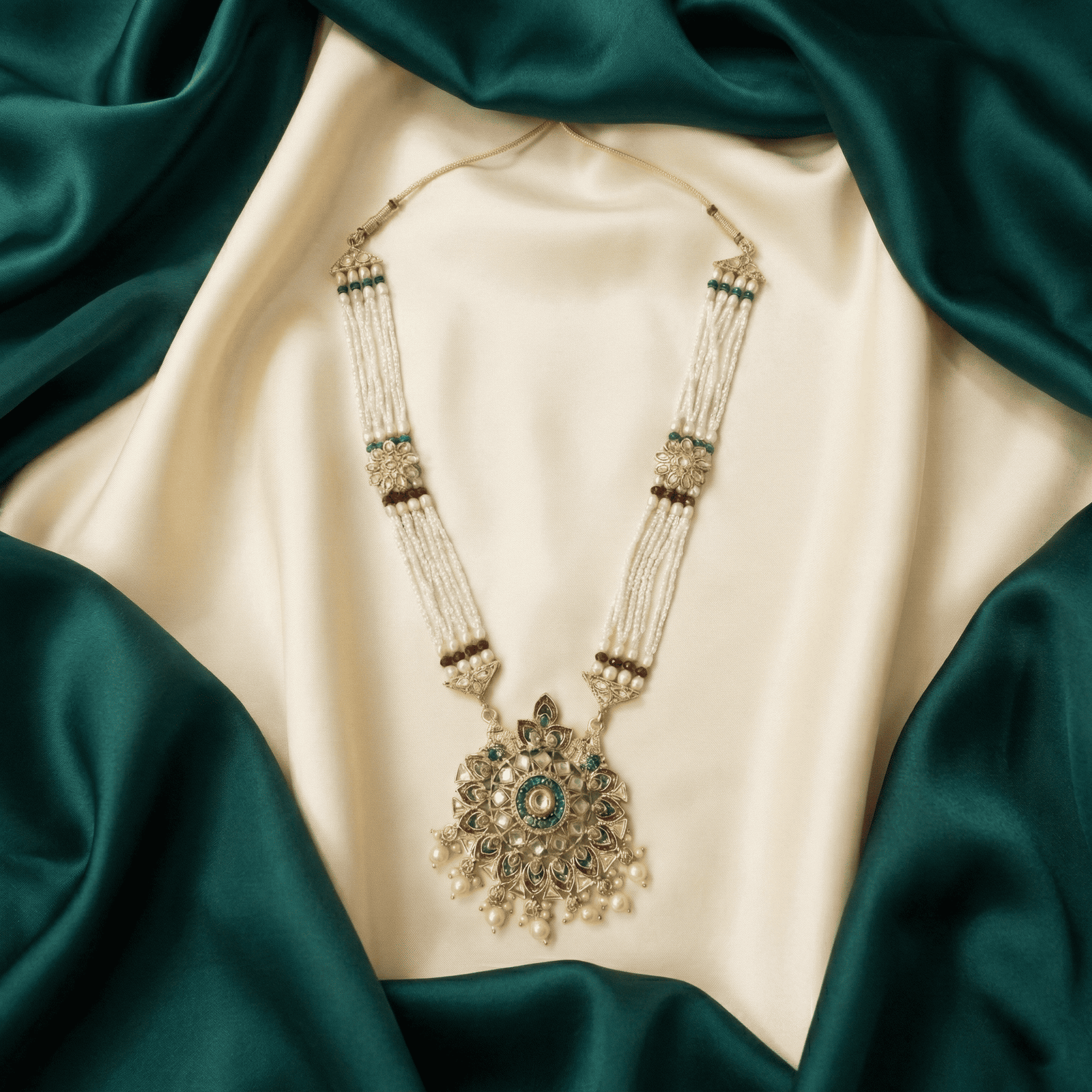 Meenakari Pearl Pendant Necklace Set 6