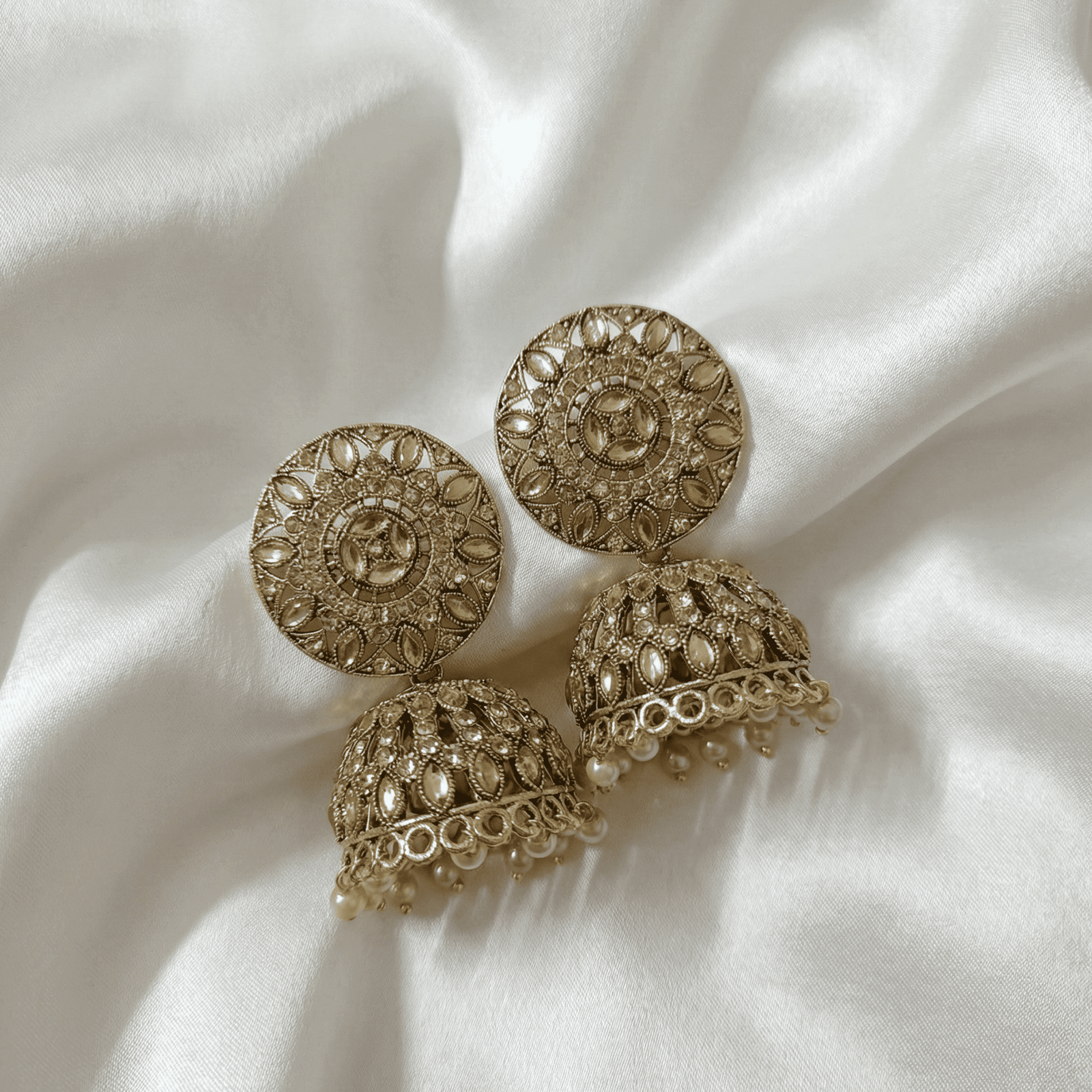Festive ethnic jhumka earrings for women in antique finish