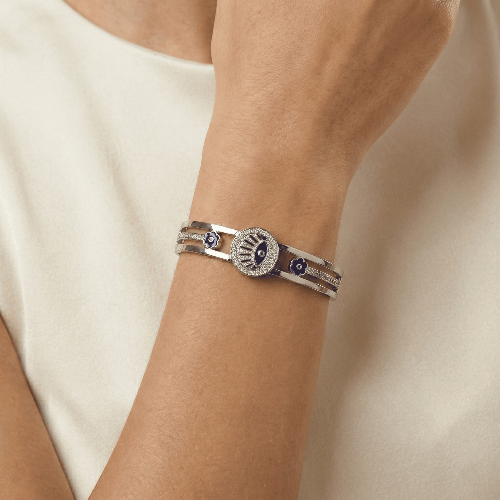 Eshanarya Anti-Tarnish Evil Eye Bracelet on Wrist