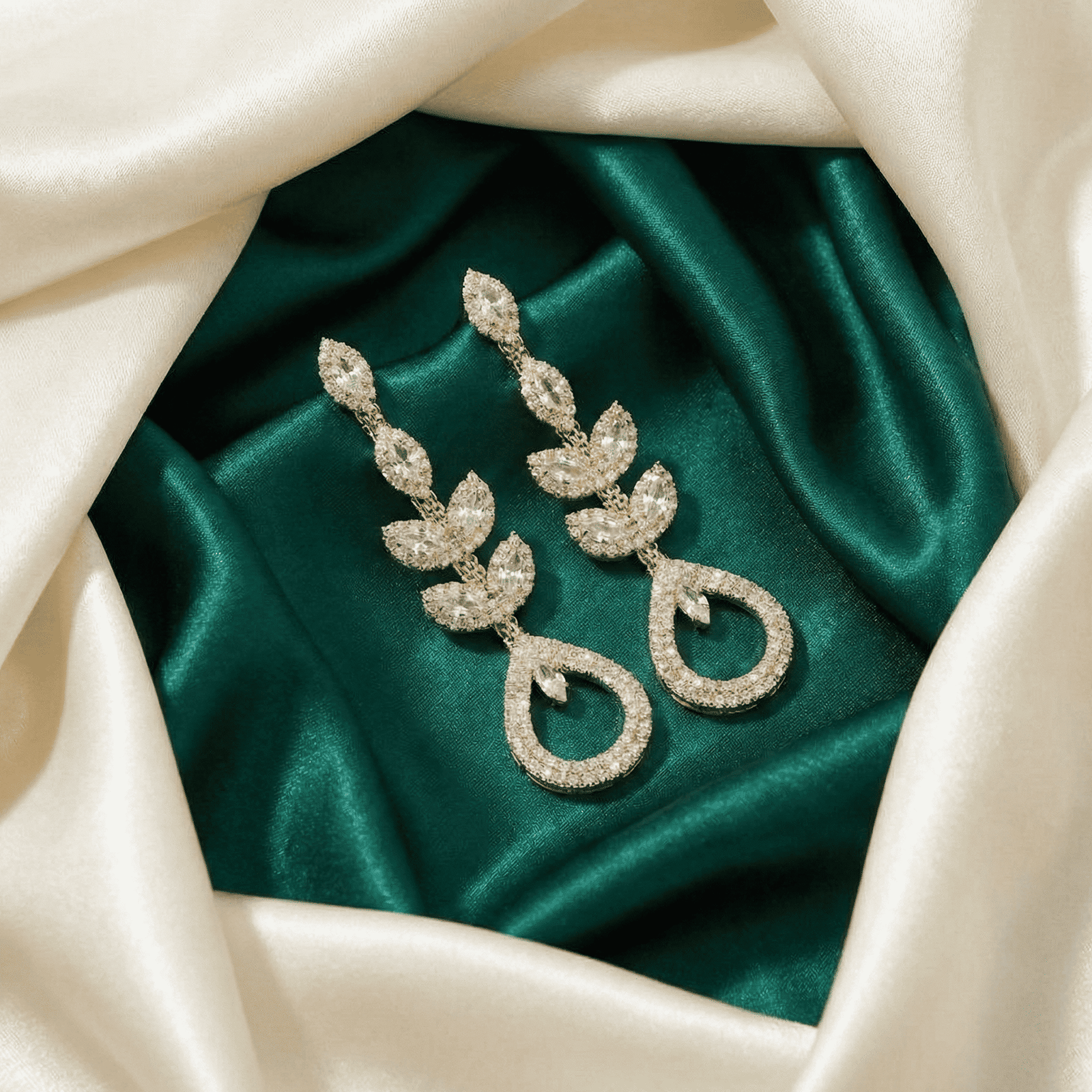 Eshanarya crystal statement earrings with sparkling zircon stones