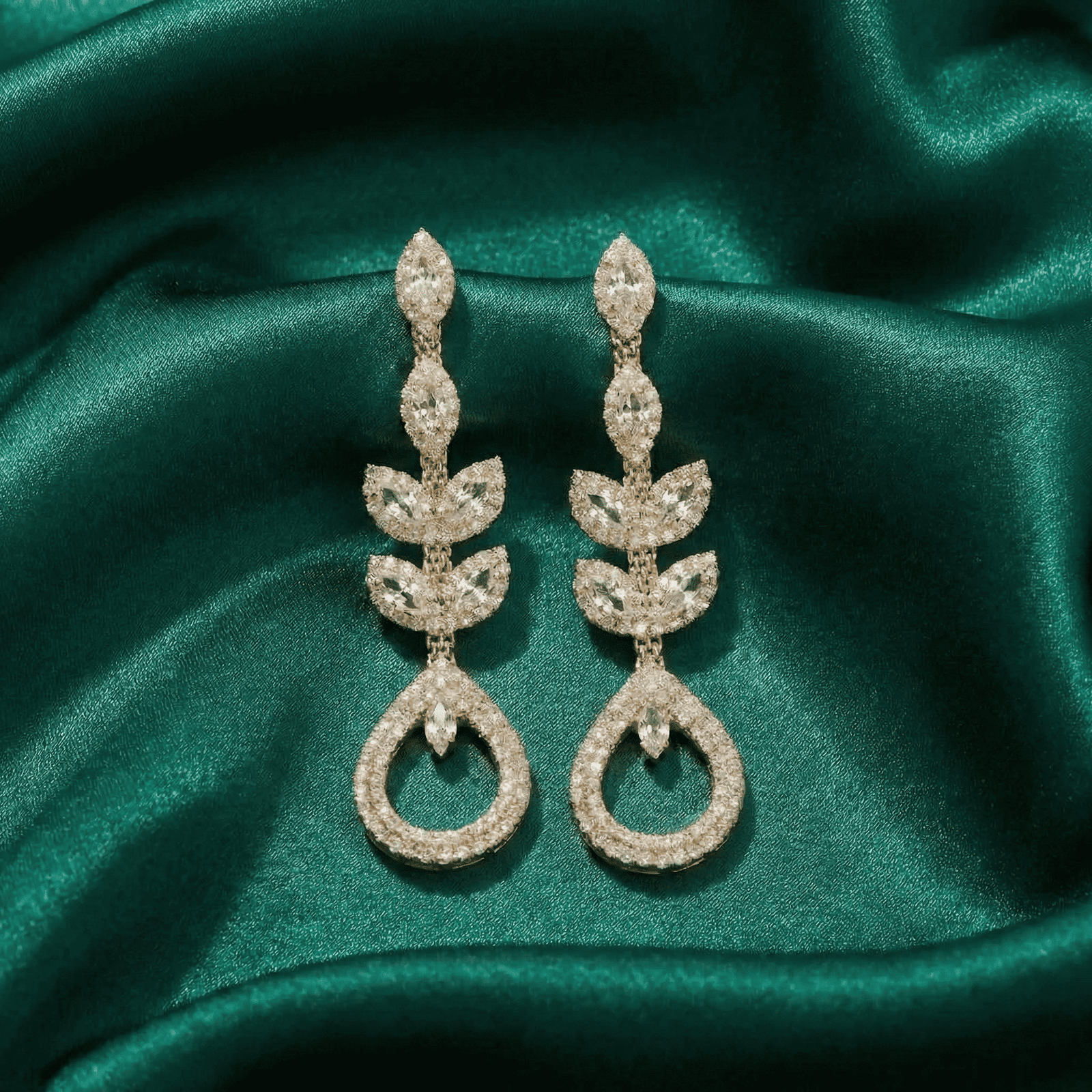 Eshanarya Crystal Vine Drop Earrings for Women – Party Wear
