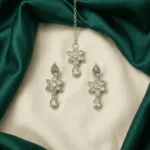 Floral AD Kundan Earrings and Maang Tikka Set