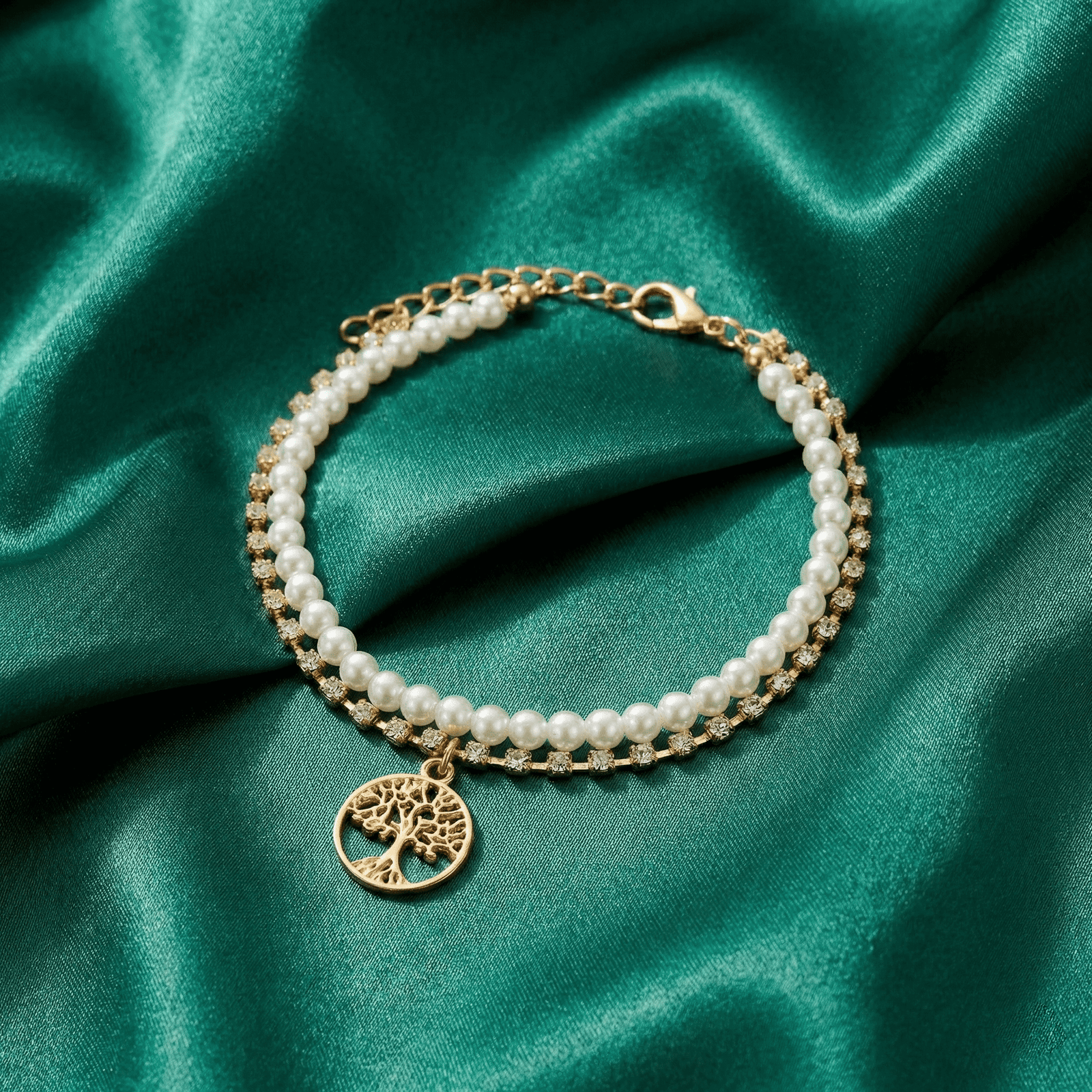 Party wear pearl bracelet for women with crystal detailing