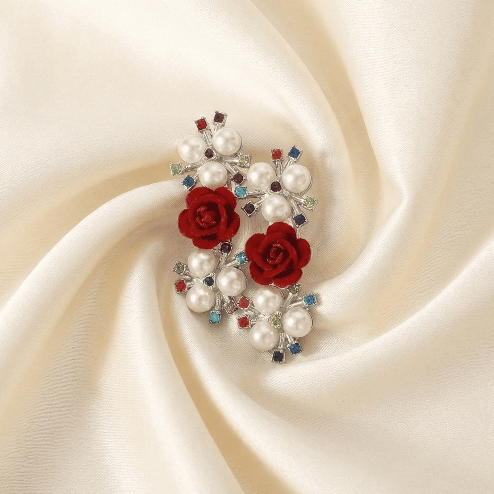 Floral pearl crystal hair clip for festive styling