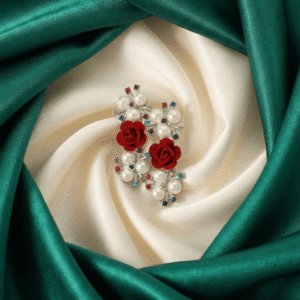 Eshanarya Red Rose Pearl Fashion Hair Clip 13