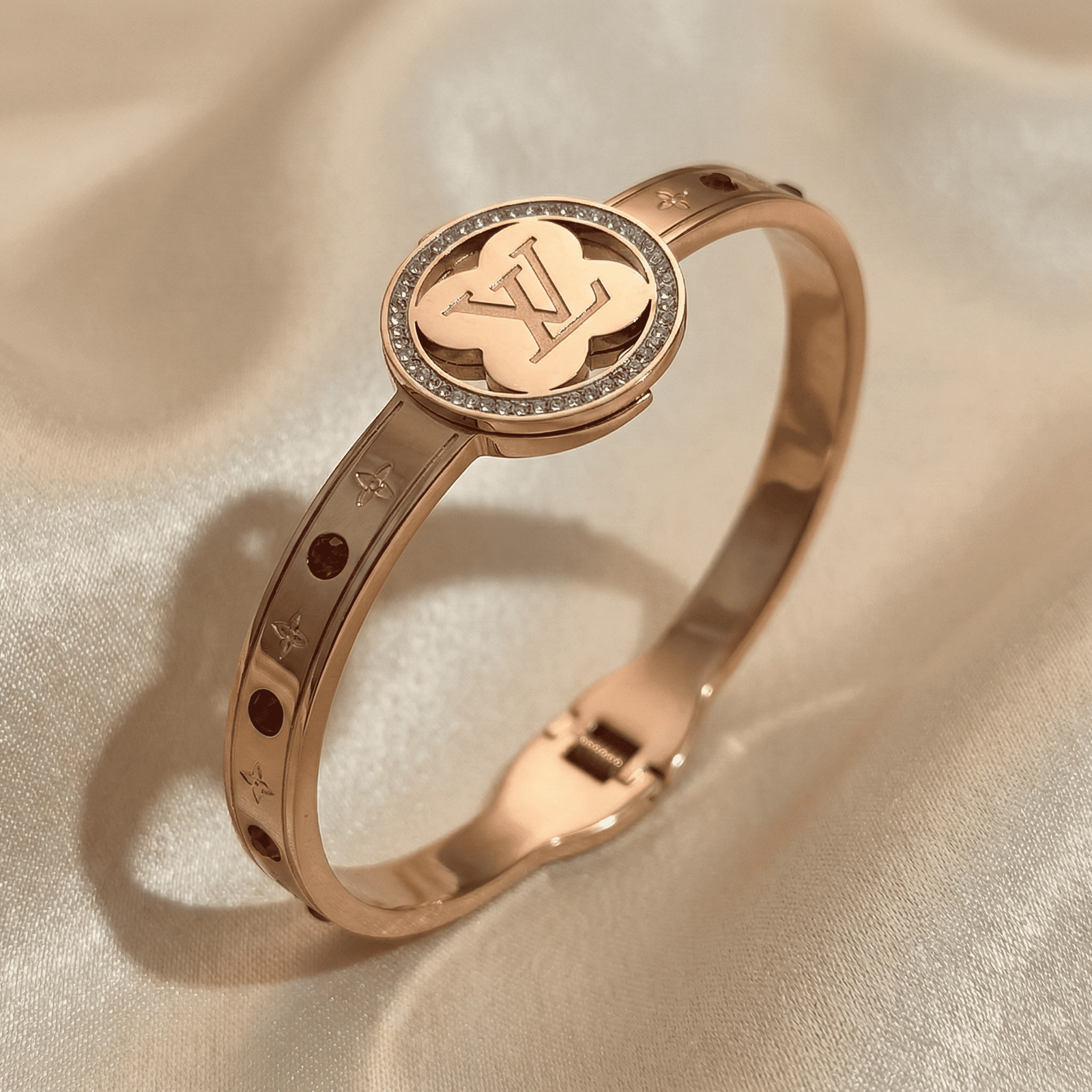 Eshanarya Rose Gold Anti-Tarnish Crystal Bracelet for Women