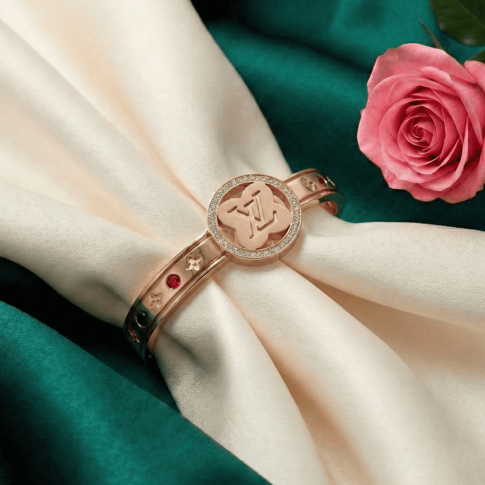 Eshanarya Rose Gold Anti-Tarnish Crystal Bracelet for Women