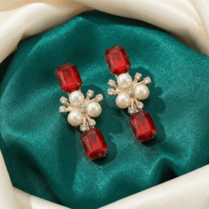Eshanarya Ruby Pearl Crystal Hair Clip- Party Wear Accessory 15