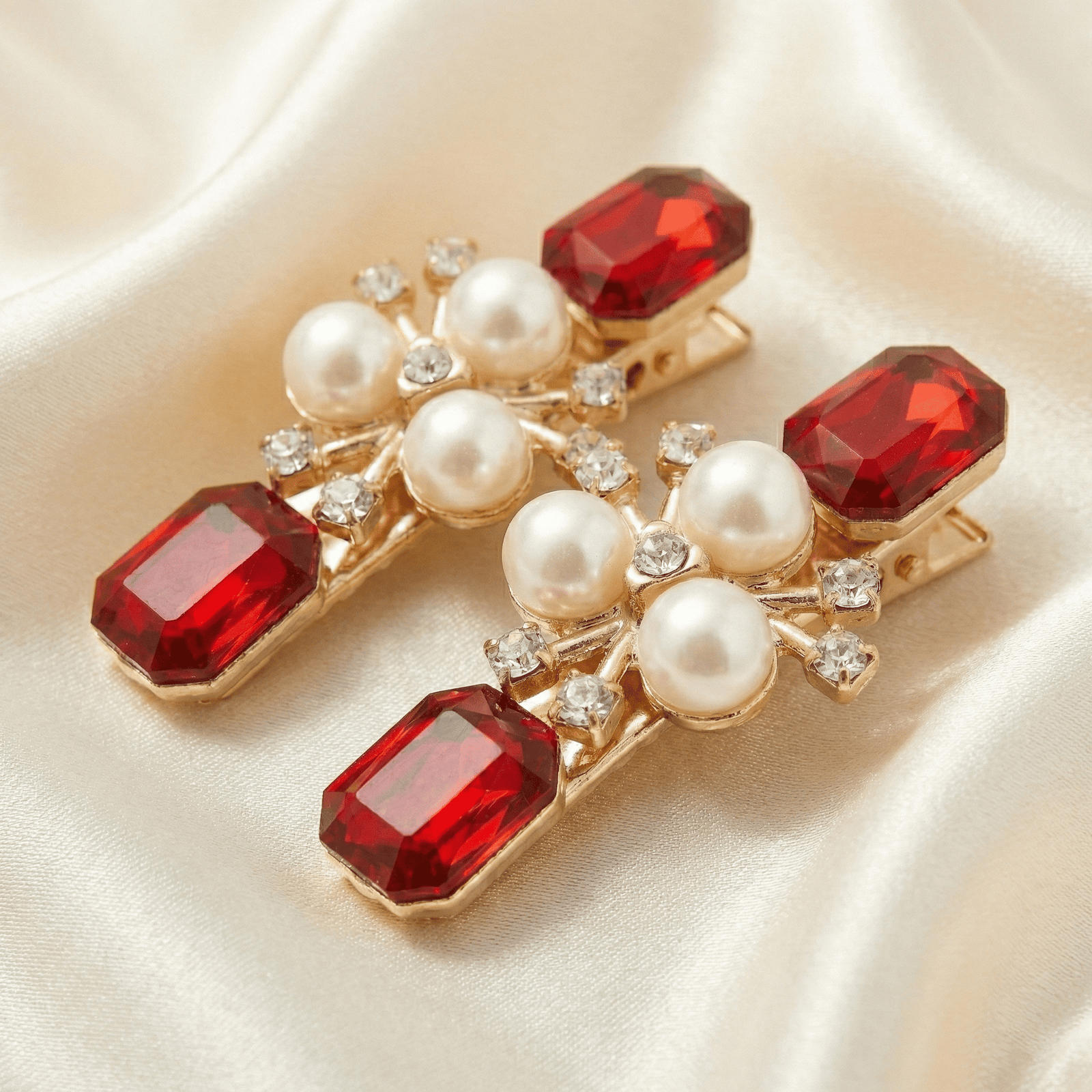 Festive ruby stone hair accessory for girls