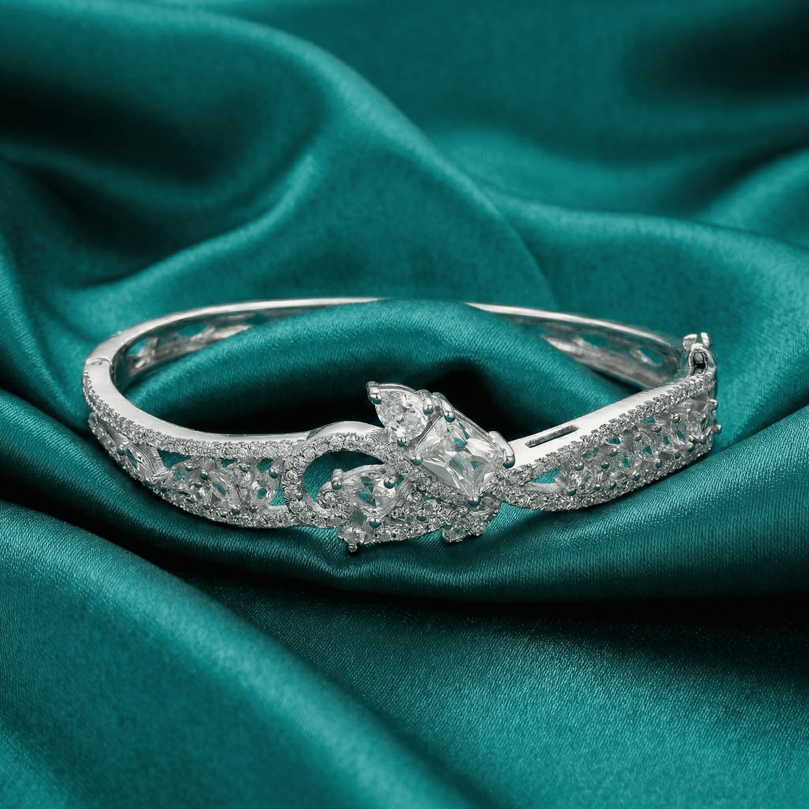 Eshanarya Silver Zircon Anti-Tarnish Bracelet for Women