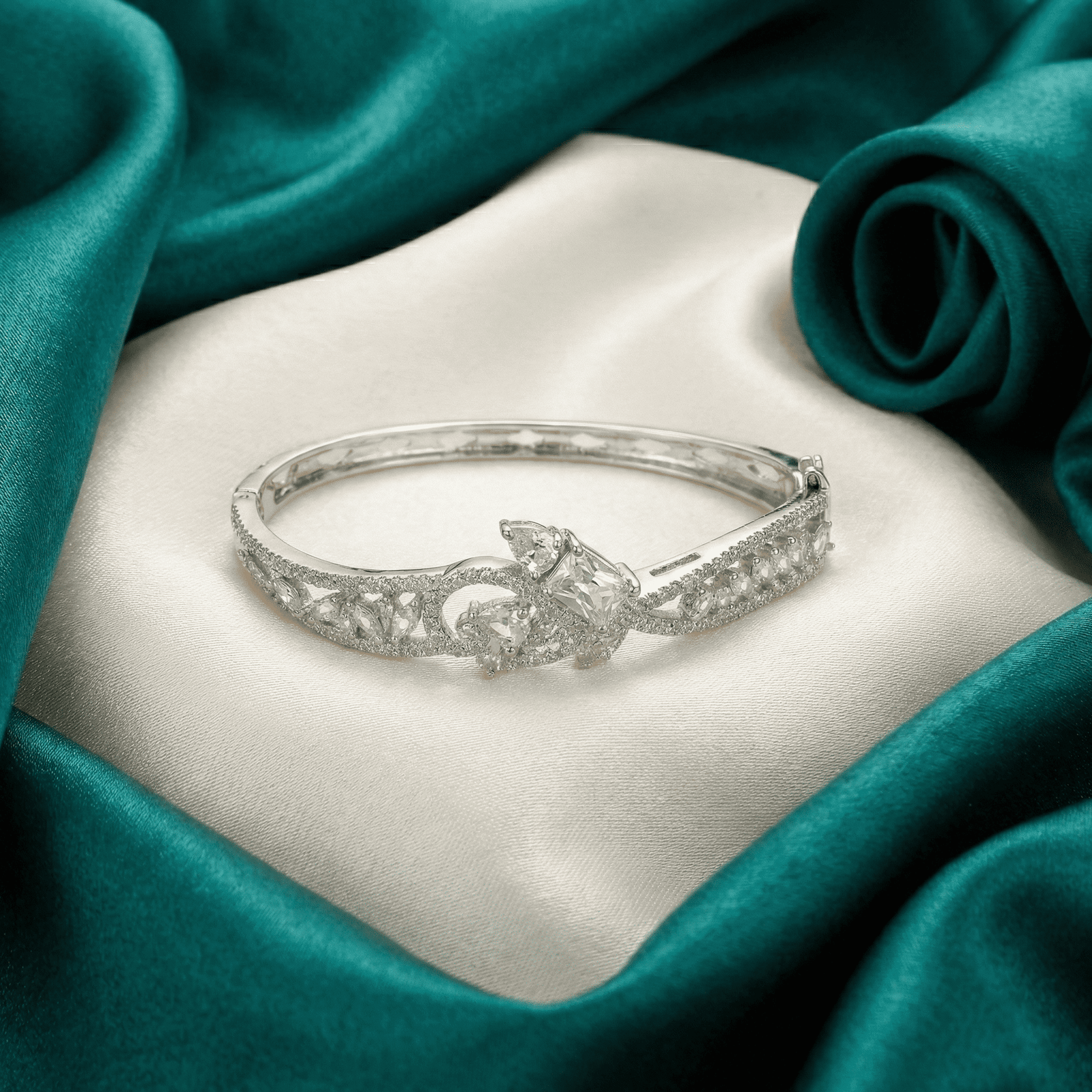 Party wear silver zircon bracelet for women
