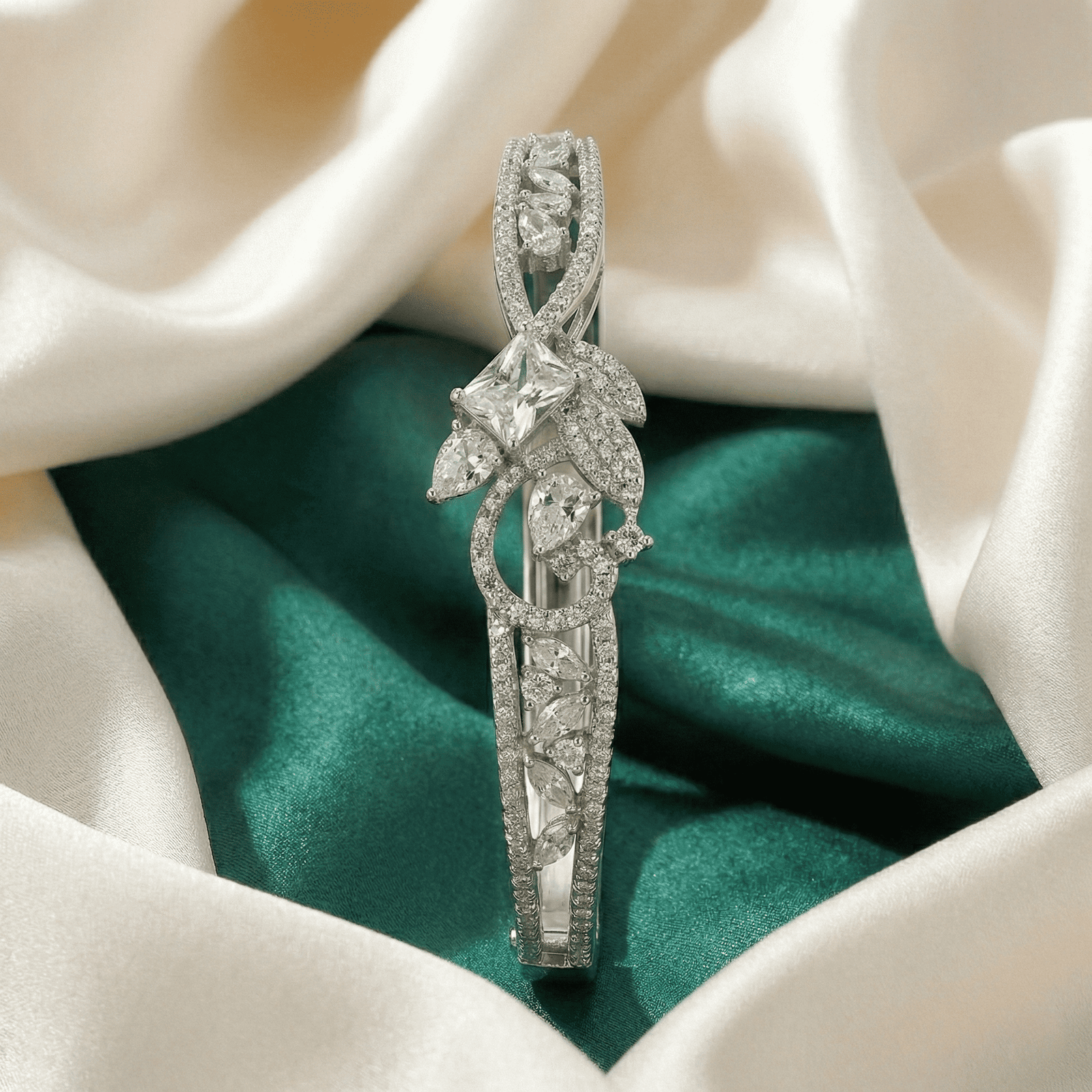 Eshanarya Silver Zircon Anti-Tarnish Bracelet for Women