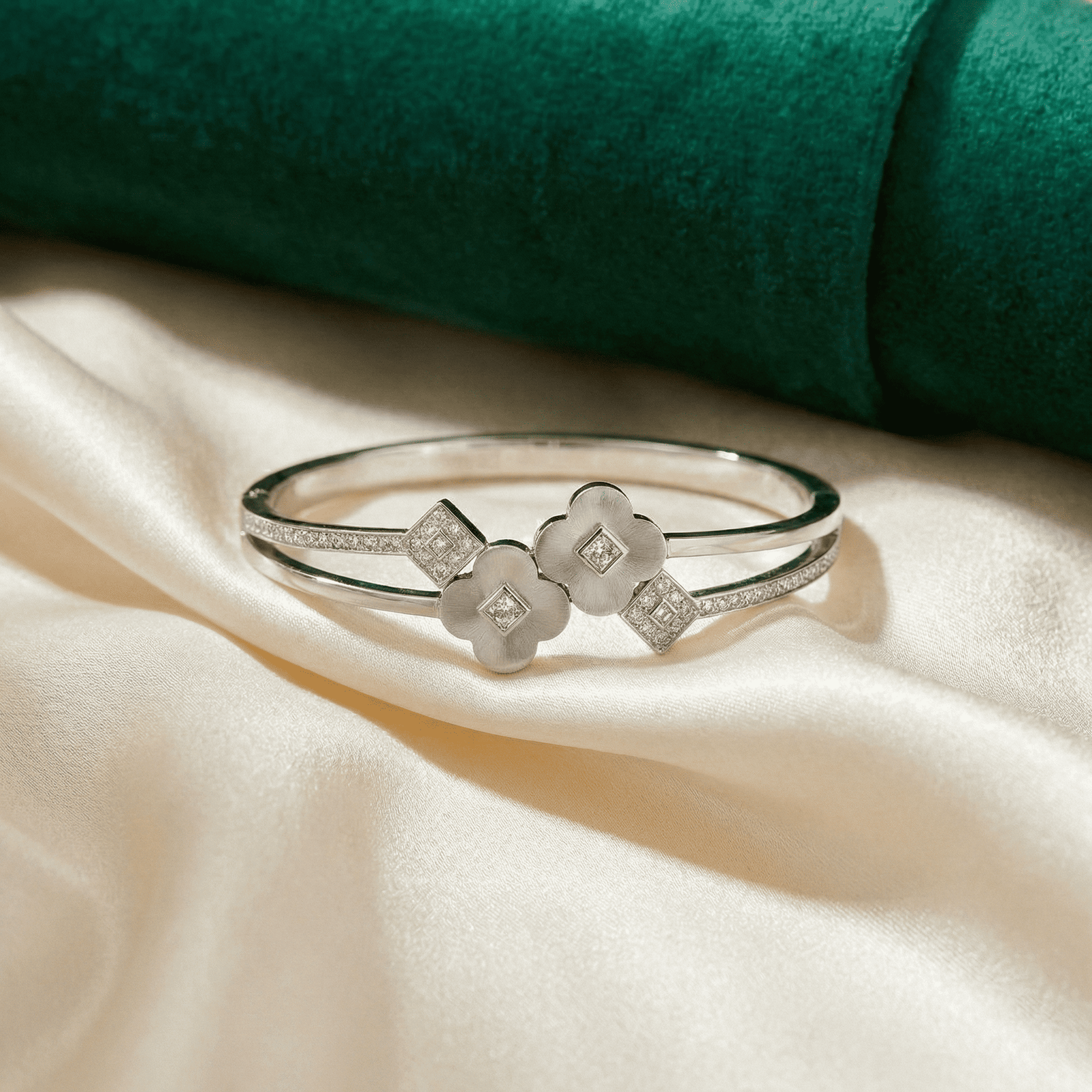 Eshanarya Floral Motif Anti-Tarnish Stainless Steel Bracelet for Women
