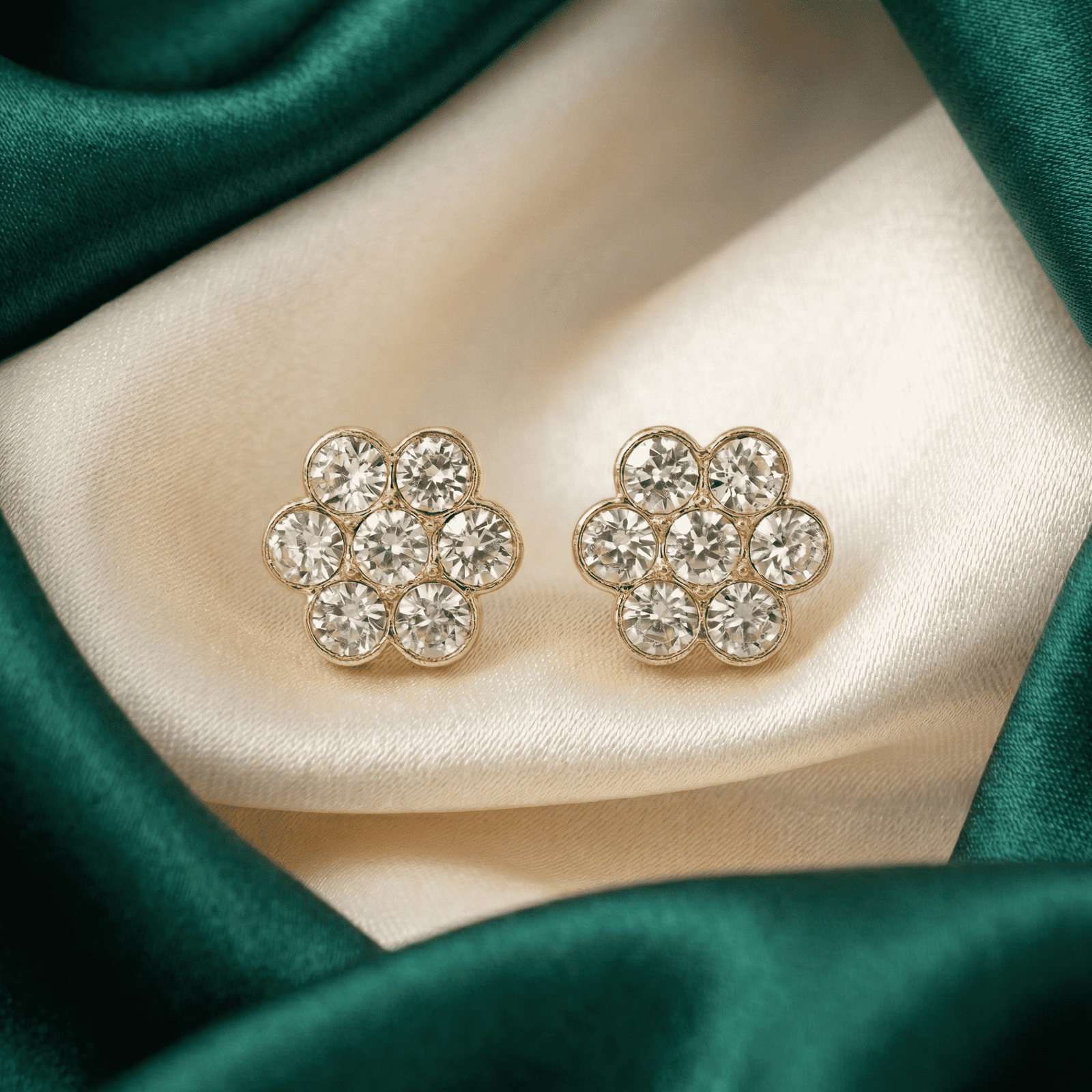 Crystal flower stud earrings for women sparkling silver-tone floral design for party and casual wear