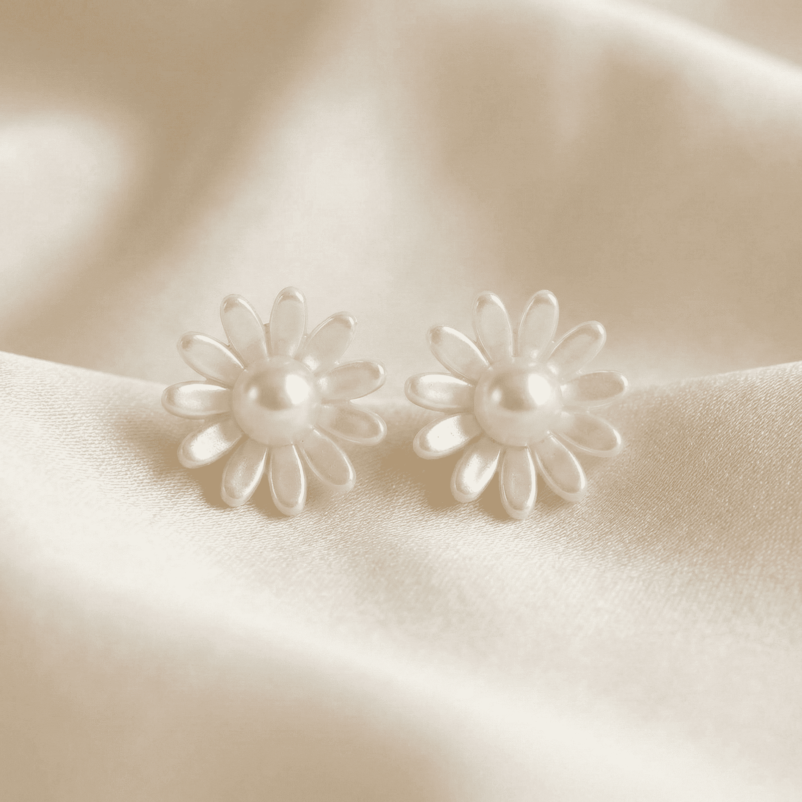 Floral pearl stud earrings combo for women