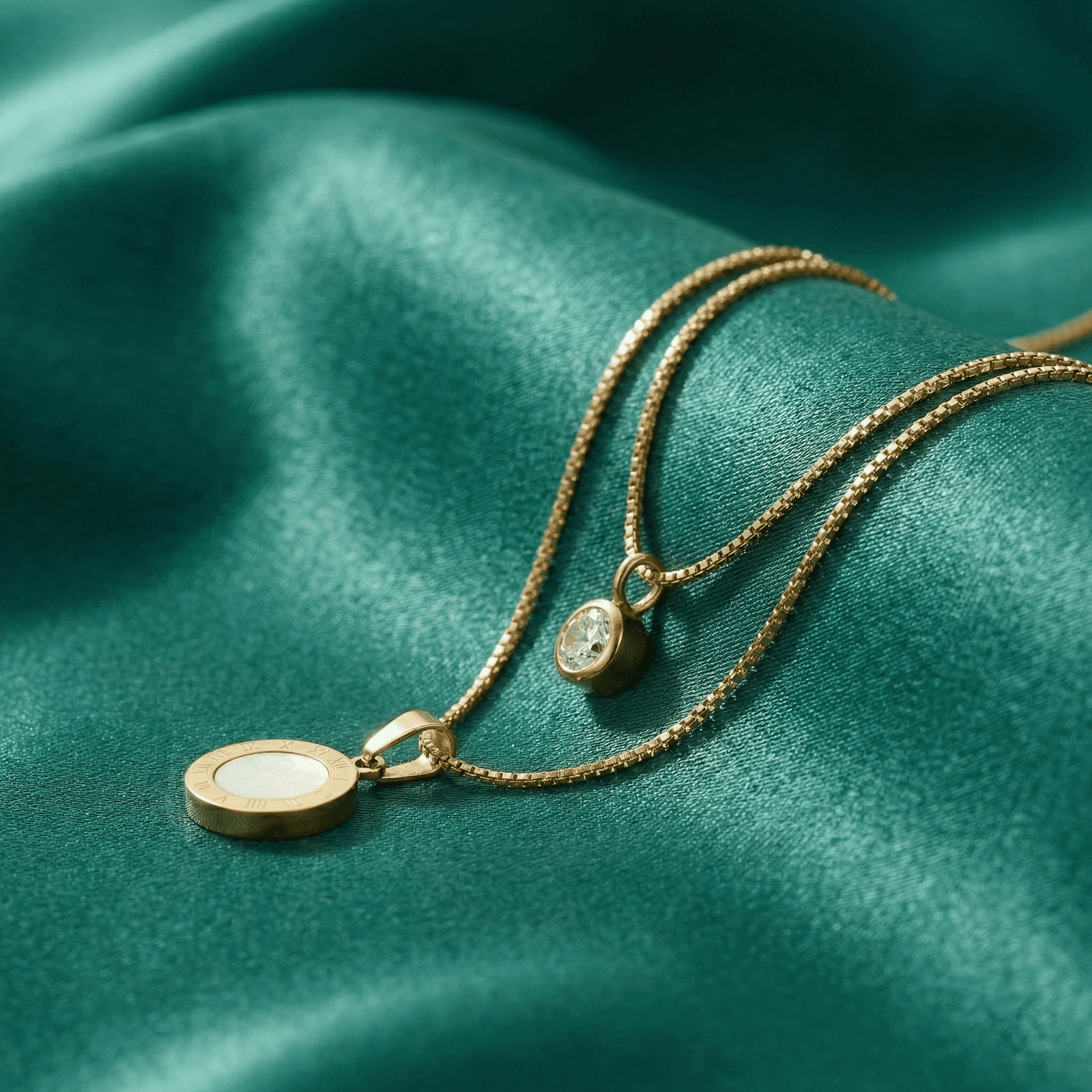 Double layer gold tone pendant necklace for women online