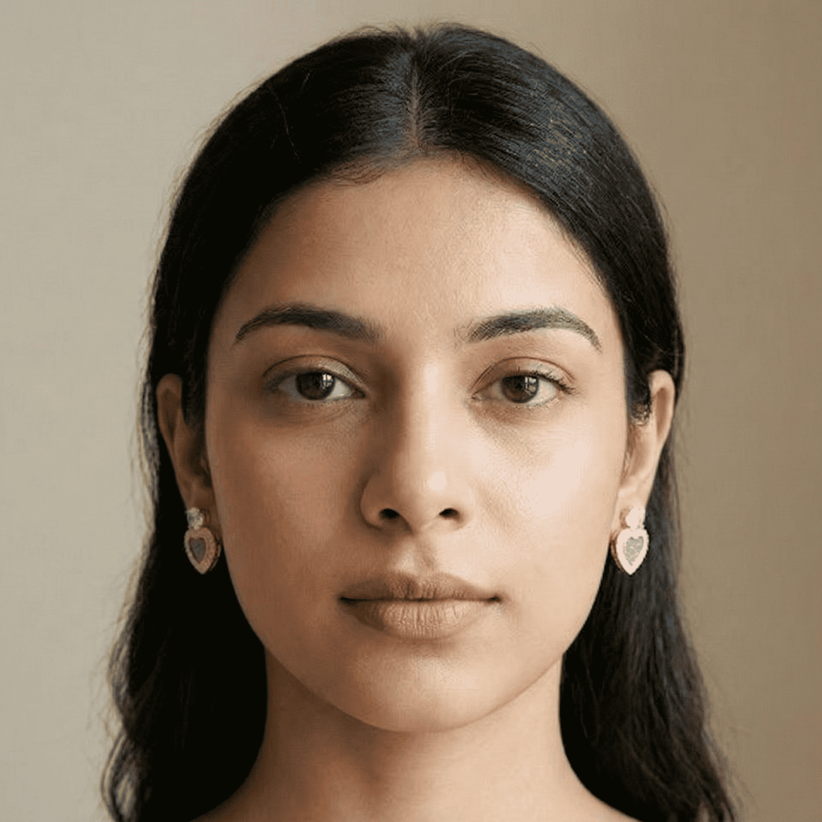 Heart crystal earrings worn by woman from stud earrings combo
