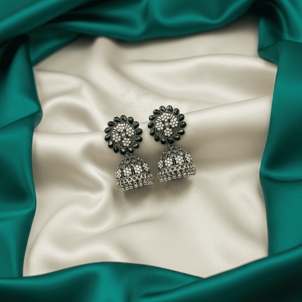 Floral oxidised jewellery earrings for Indo-western styling