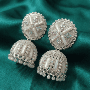 Oxidised Silver Mirror-Style Jhumka Earrings 1Oxidised Silver Mirror-Style Jhumka Earrings 1