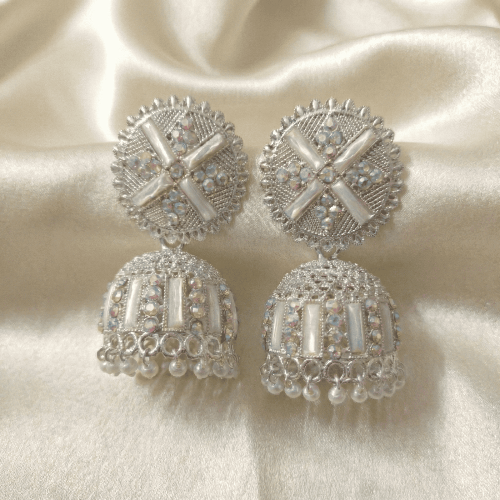 Traditional oxidised silver jhumka earrings for women