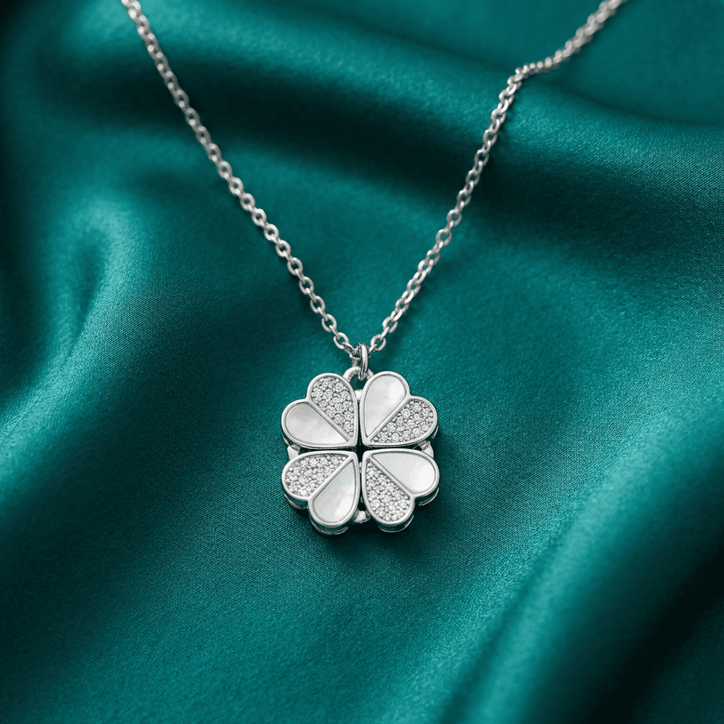 Stylish silver floral pendant necklace close up for women online