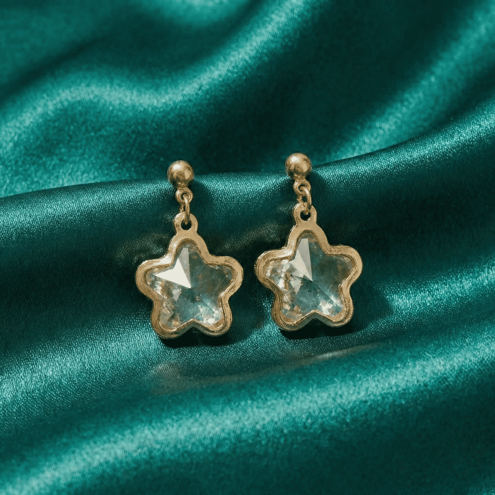 Eshanarya Star Shape Crystal Drop Earrings for Women