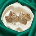 Premium Hair Clip for Women with Gold Finish Crystal Stones