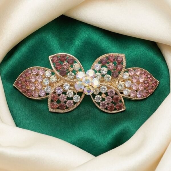 Pink Floral Stone Gold Finish Hair for Women by Eshanarya