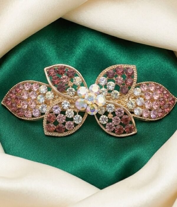 Pink Floral Stone Gold Finish Hair for Women | Eshanarya