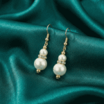 Pearl drop earrings with crystal ring detailing for women