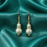 Pearl drop earrings with crystal ring detailing for women 2