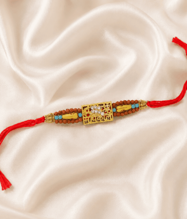 Eshanarya Mahakal Rudraksha Designer Rakhi for Brother | Crystal Rakhi