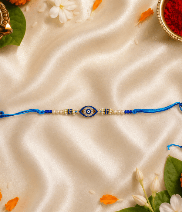 Eshanarya Blue Nazar Evil Eye Designer Rakhi for Brother