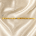 Eshanarya Gold-Tone Bracelet Rakhi with Blue Stone and "Mere Bhaiya" Engraving on Cream Satin Background