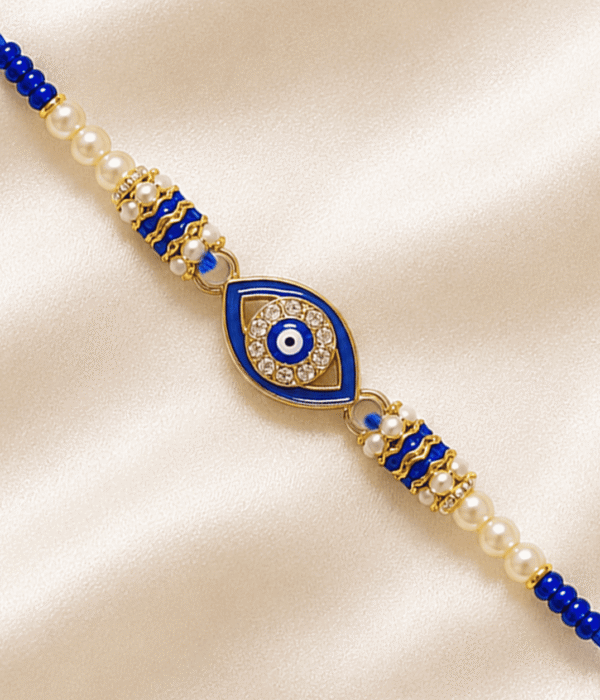 Eshanarya Blue Nazar Evil Eye Designer Rakhi for Brother