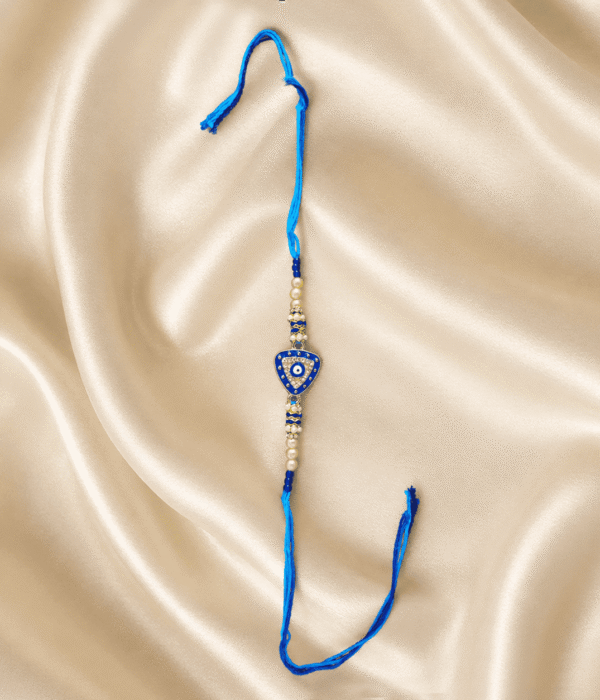 Eshanarya Blue Evil Eye Triangle Designer Rakhi for Brother