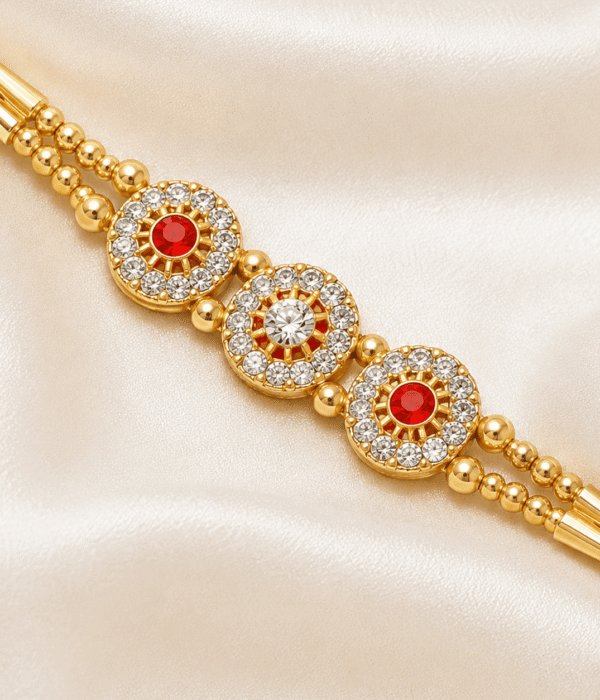 Eshanarya Triple Crystal Floral Designer Rakhi for Brother