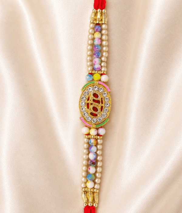 Eshanarya BRO Designer Rakhi with Crystal & Pearl Beads
