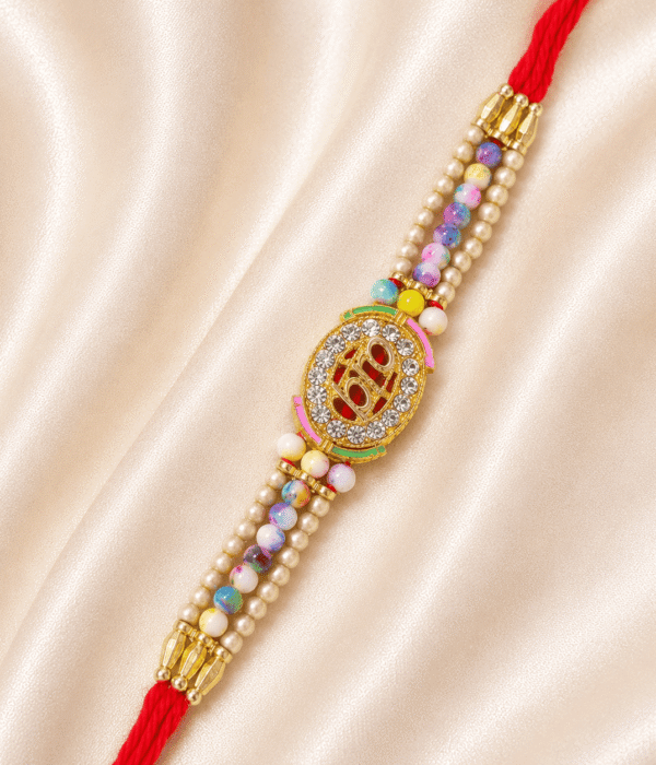 Eshanarya BRO Designer Rakhi with Crystal & Pearl Beads