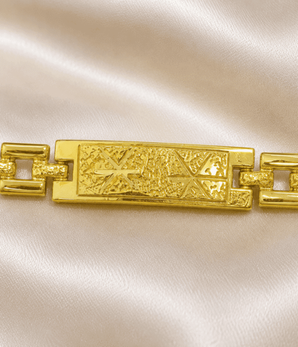 Eshanarya Gold Engraved Bracelet Rakhi | Designer Gold Finish Bracelet