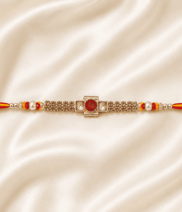 Eshanarya Regal Ruby Bracelet Rakhi for Brother | Premium Crystal Rakhi