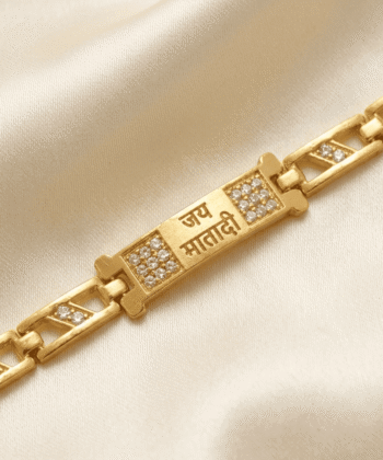 Eshanarya Jai Mata Di Gold Finish Bracelet Rakhi for Brother