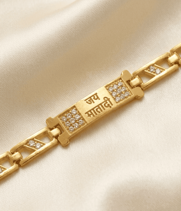 Eshanarya Jai Mata Di Gold Finish Bracelet Rakhi for Brother