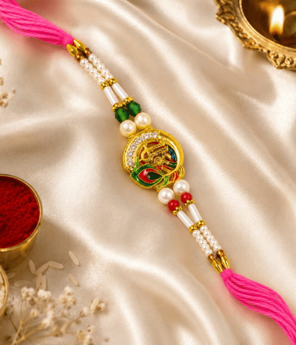 Eshanarya Shree Rakhi with Pearl & Beads | Designer Rakhi for Brother